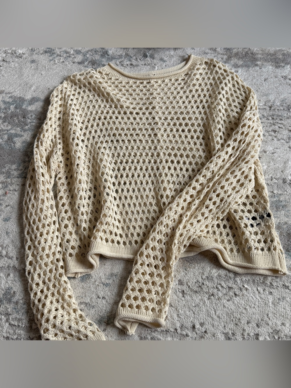 Light Cream Open-Knit Women’s Sweater